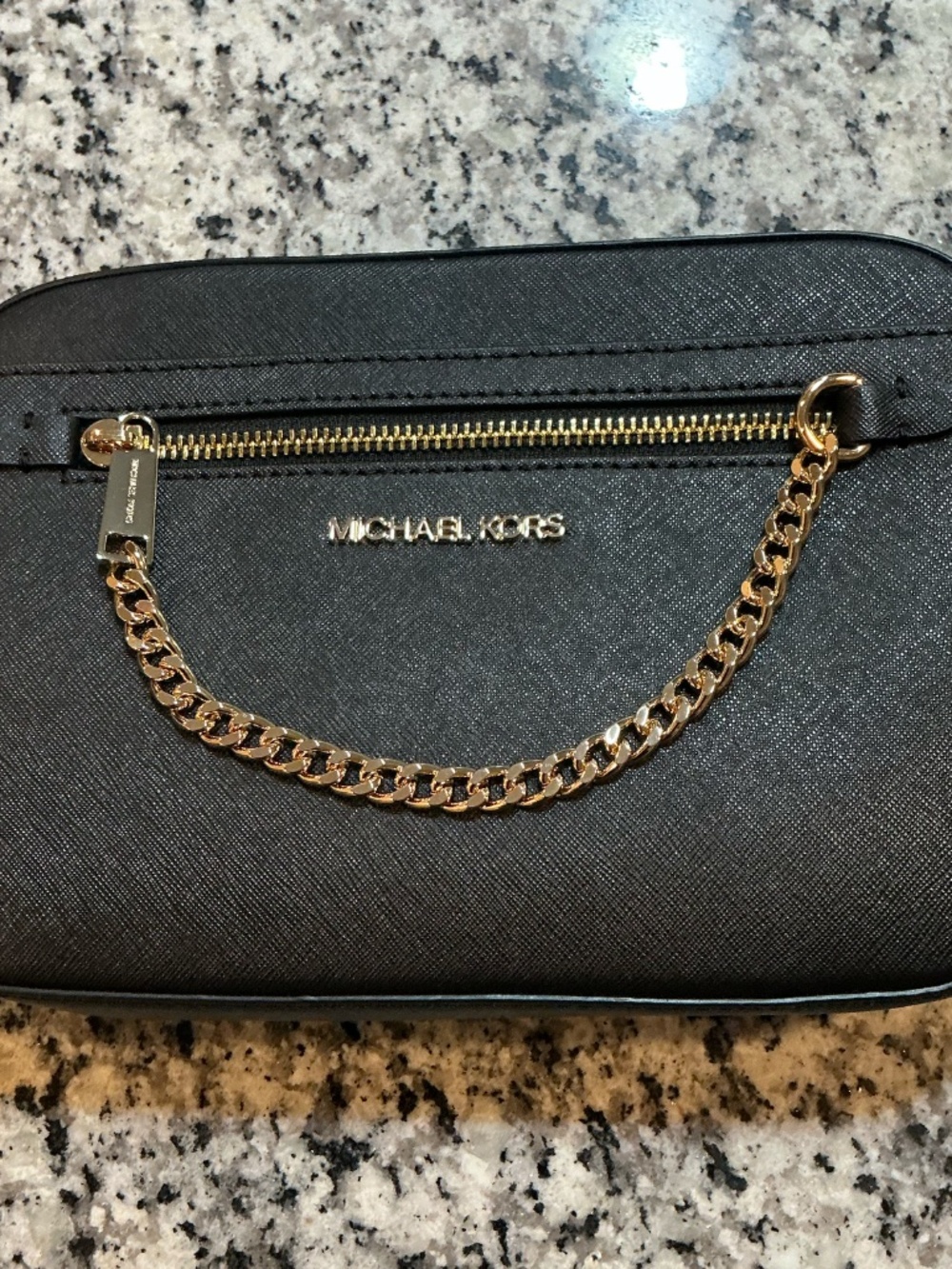 MICHAEL KORS Jet Set Zip Chain Black Saffiano Leather Crossbody Bag NEW w/ TAG - Picture 2 of 4